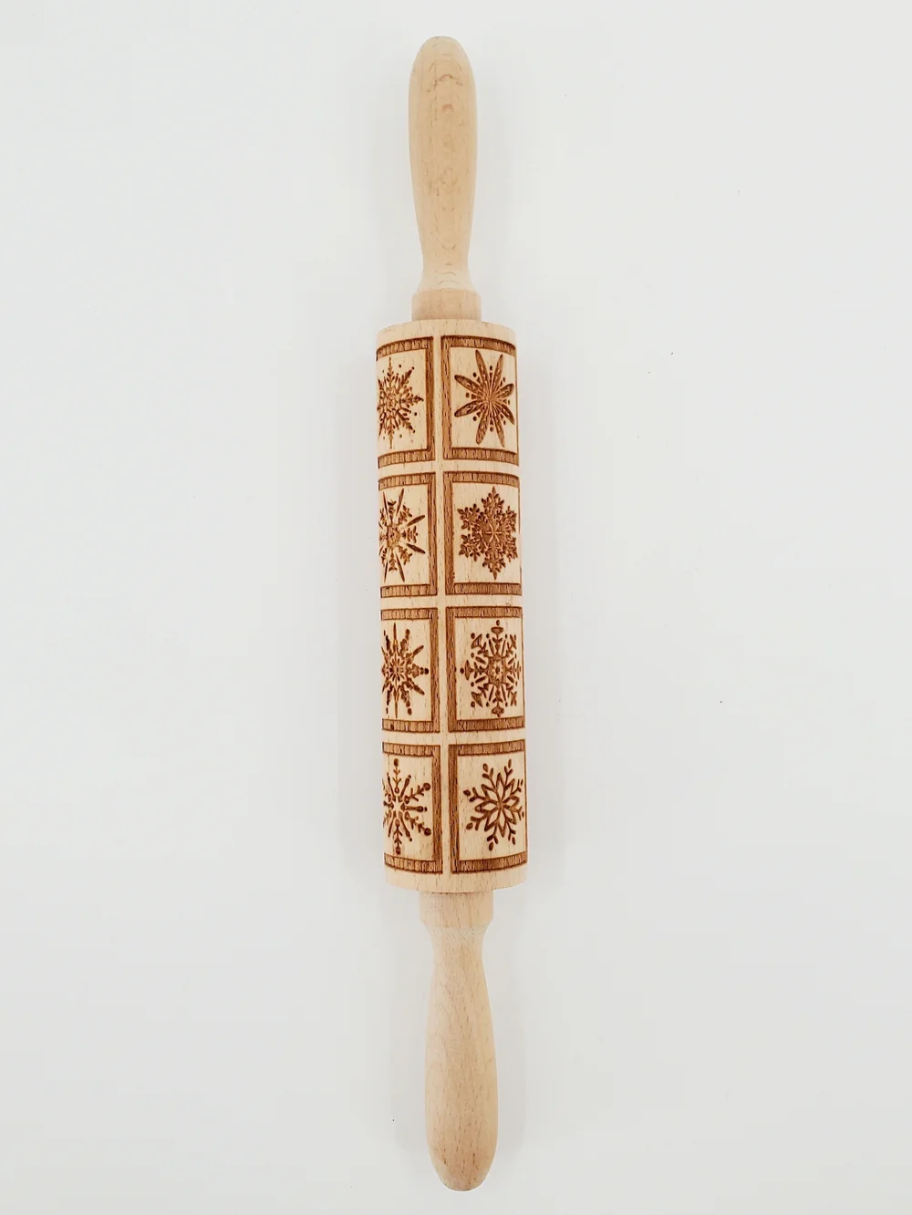 Snowflake Wooden Rolling Pin Embossing Christmas 14